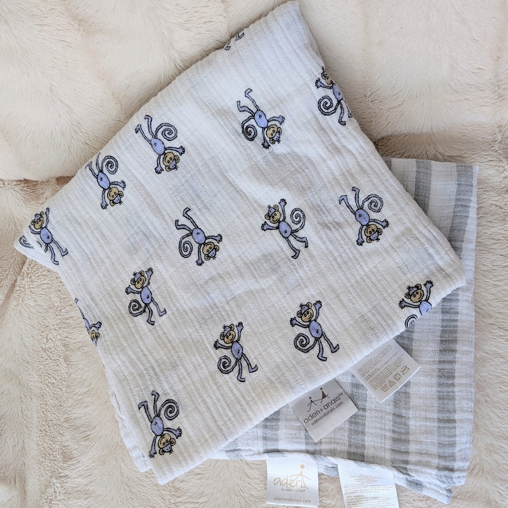 Aden + Anais Classic Swaddles Cotton Muslin Baby Blankets 2 swaddles (2 Count)